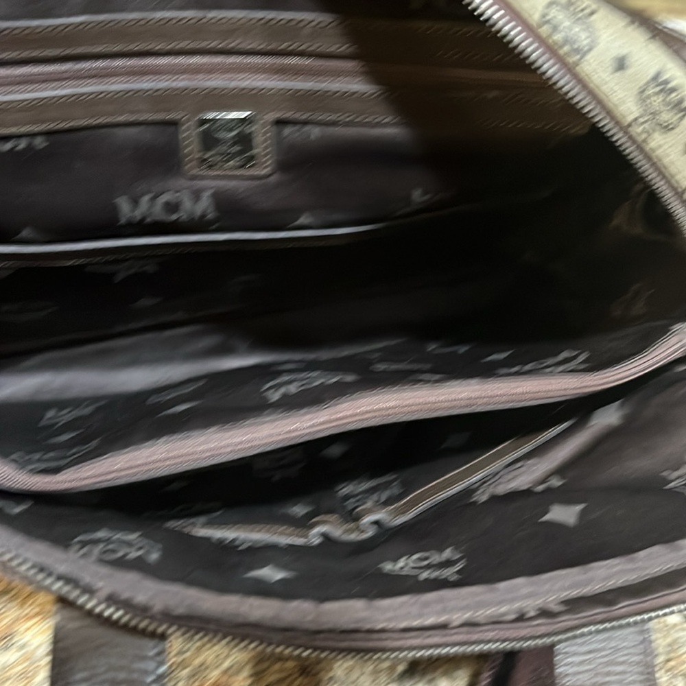 MCM Beige Monogram Visetos Canvas Leather Marble Briefcase Bag - Picture 10 of 15